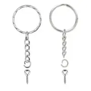 Silver Screw Eye Pin Split 50 Pieces for Key Chain Rings Set for DIY Craft