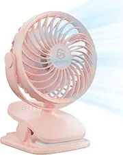 Battery Operated Clip on Fan and Desk Fan 2 in 1, Rechargeable Battery Fan Portable Baby Stroller Fan, USB or Battery Powered, Small Personal Fan for Camping, Tent, Car, Dorm and Outdoor Activity-Pink