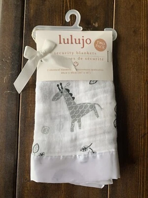 2 Baby Woobie Comfort Security Blanket Giraffe Elephant Satin Muslin 16"x16 NEW