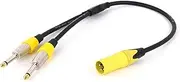 ROBAUN 1PC Dual 1/4 TS to Cable, Double 6.35MM to M/F Y Splitter for Mixer, Electric Drum, Keyboard Stereo Main Out Cable(D1003MYEP1081X2YE,0.29m)