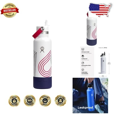 21 Oz Insulated Stainless Steel Water Bottle with Flex Straw & Boot - White