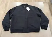 $495 Mens THEORY "Olivard" Varsity Bomber Jacket Black 2XL