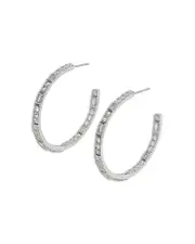 Nadri Cubic Zirconia Hoop Earrings in Rhodium Plated OS