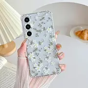 [ZTOFERA] Case for Samsung Galaxy A35, Transparent Clear Soft TPU Case with Flower Pattern, Ultra Thin Scratch-Resistant Silicone Gel Protective Case for Samsung A35 5G - Large White Flower