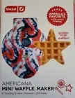 Dash Star Mini Waffle Maker with Americana Print Red White & Blue Nonstick