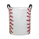 Baseball Laundry Basket Round with Handle, Collapsible Foldable Canvas Storag...