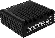 SJRC N100 Mini PC Win 11 Pro for Office/Home, Fanless Firewall Hardware with 4 x 2.5GbE i226V LAN, 32GB DDR5 512GB SSD OPNsense Router PC Dual M.2 NVMe slots, TF, USB C, 4K Display