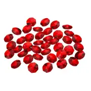 40Pcs 14mm Crystal Octagon Beads Chandelier Parts Hanging Beads Dark Red