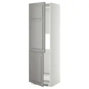 METOD hi cab f fridge or freezer w 2 drs, white/Bodbyn grey, 60x60x200 cm