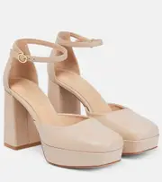 [Gianvito Rossi] Gianvito Rossi Vernice platform leather pumps AU 10 beige