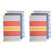 Ladelle Set of 6 Positano Stripe Cotton Kitchen Tea Towels 50 x 70 cm Red