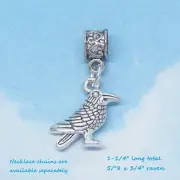 Raven European Charm Pendant Bird Charm Dangle Charm 04040cr Large Hole Big Hole