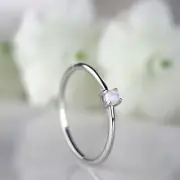 Dainty Sterling Silver Opal Ring Solitarie Opal Ring Stack Ring Minimalist Ring