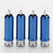 4PCS Blue Hi-Fi Rhodium Plated Audio Male RCA Plug Interconnect Cable Connectors