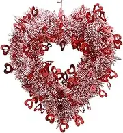 Red Valentine Heart Wreaths - Valentine Heart Shaped Wreaths | Artificial Valentine Wreath Red Heart-Shaped Door Wreath | Garland Decoration Romantic Home Decoration with Rope for Wall and Door
