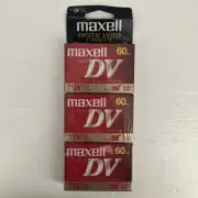 NOS Maxell Mini 3pk DV Digital Video Blank Cassettes 60 Minute NEW Vtg Unopened