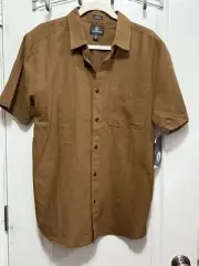 Volcom Date Knight Button Up Shirt Men’s M Mud Brown Classic Collared Top NWT