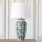 Ceramic Lamp Base White Shade Oriental Lotus Light, Blue & White Table Lamp