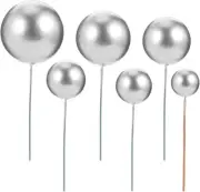 30Pcs Ball Cake Topper Plastic Cake Balls Mini Balloons Cake Topper Silver