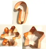 3 Copper Finish Cookie Cutters 3" Wilton candy cane, snowflake, star Christmas