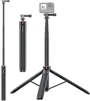 Selfie Stick Tripod for Go Pro 10 9 8 7, 54 Inch Extendable Tripod Stand, with 1/4 Inch Screw, for Action and Insta 360 One R and More