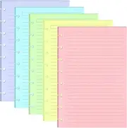 Junior Size 8 Discs 120gsm Discbound Refill Paper, Discbound 5 Colorful Line Papers, Disc Paper Refill, Loose-Leaf Papers, Disc Planner Inserts