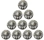 brandname Duolai 10pcs Antique Indians Skull Head Carving Craft Purses Leather Decoration Conchos Buttons Metal Stud Screw Back Rivet Personality Handmade Leather Product Accessories, silver