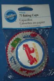 WILTON WHEELS PRINTED MUFFIN OR CUPCAKE BAKING CUPS - pack 75