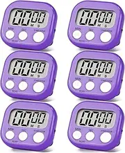 6 Pack Timer for Kids, Small Magnetic Digital Kitchen Timers, Big LCD Display with ON/Off Switch Countdown Timer Extensively Use for Homework, Teacher, Classroom, Cooking, Gym, Meeting (6 Purple)