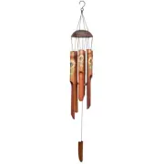 Bamboo Wind Chimes, Outdoor Wooden Windchimes with Coconut Crown,Sunflower Pr...