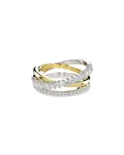 Swarovski Hyperbola Crystal Triple Band Ring in Gold Tone & Rhodium Plated
