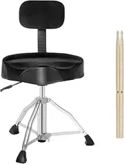 soulmate Drum Throne with Backrest Drum Chair, Airlift Rotatable Drum Throne Seat Heavy Duty Square Style Drum Stool with Back Rest for Drummer Adults (Black)