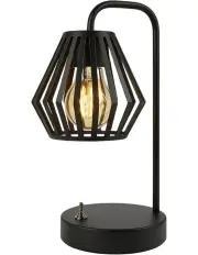 [BR Home] Modern Metal LED Lantern Battery Operated Table Desk Lamp in Black