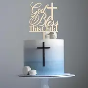 Party to Be God Bless This Child Cake Topper Baptism Cake Topper in Wood (Design 002)