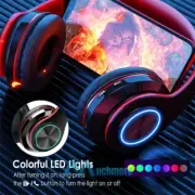LED Wireless Bluetooth 5.1 Headphones Super Bass Noise Cancelling Headset w/Mic
