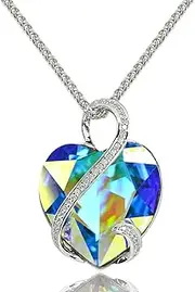 [GemStar USA] Engraved "I Love You" Large Heart Swirl Fashion Necklace made with Swarovski Crystal