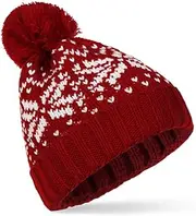 [Generic] Knit Bobble Beanie Hat Snowflake Christmas Knitted Hat, Versatile Warm Knit Hat