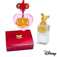 在飛比找Yahoo奇摩購物中心優惠-Disney迪士尼金飾 歡心喜悅黃金/水晶鎖片+米奇水晶印章