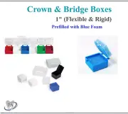 Dental Lab Rigid Crown Box 1" or 2" Rigid Box Pre Packed w/Foam, Assorted Color