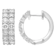 Double Row Hoop Earrings with 2.00ct of Laboratory Grown Diamonds in Sterling Silver and Platinum