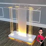 Podium Stand Portable, Acrylic Podium, Rolling Table,Pulpits for Churches, Acrylic Podiums for Church, Lectern for Conference Room Church Company Wedding Transparent