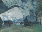 Claude Monet - Arrival of the Normandy Train Giclee Fine Art Print on Canvas 36"