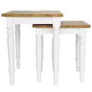 [Latitude] Stradbroke Set of 2 Natural Oak and White Side Tables