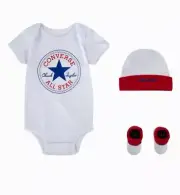 Converse Infant Toddler Printed 3-Piece Set, Hat, Booties and Layette