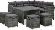 Patio Furniture Sets 6 Piece Garden Lounge Set with Cushions Poly Rattan Grey