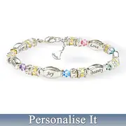 Daughter Bracelet With Name-Engraved Charm And Crystals