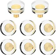 Glass Cabinet Knobs Crystal Cabinet Pulls Gold Cabinet Handle Brass Drawer Pull for Dresser Furniture Kitchen Cupboard Hardware(8 Pieces,Round Style)
