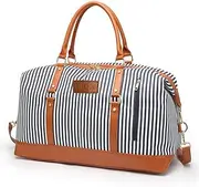 [FanLyDao] Overnight Bag for Women Canvas Weekend Travel Bag Ladies Duffle Tote Bags PU Leather Trim