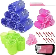 Hair Rollers Curlers Set for All Hair Lengths. Self-Grip Velcro Rollers. Includes 4 Sizes, Large Bag, Duckbill Clips (36Pcs)