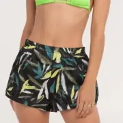 NWT Volcom Wind It Up Womens Runner Shorts in Black Combo Women's Size Medium